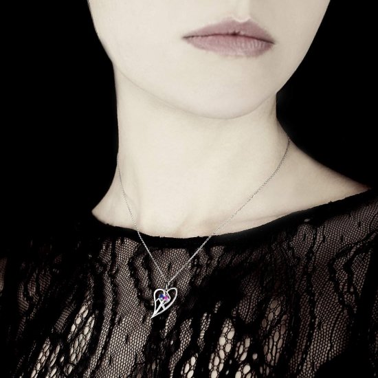 Pendentif saphir rose Coeur