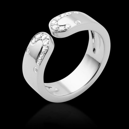 Alliance de mariage pavage diamant 0,7 carat or blanc Séductrice