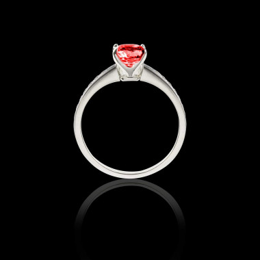 Solitaire rubis pavage diamant or blanc Sandy
