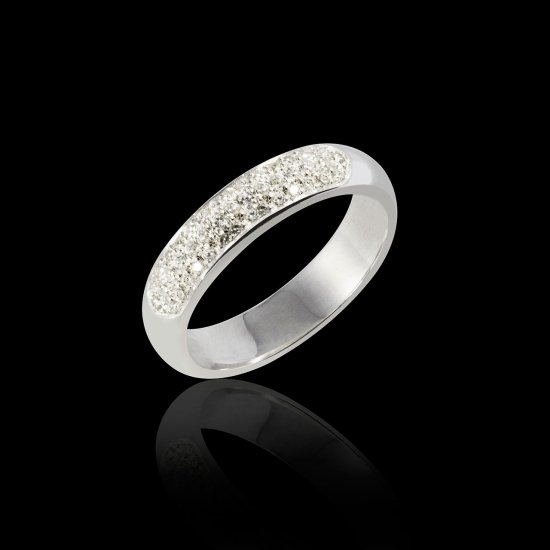 Alliance de mariage pavage diamant 0,5 carat or blanc Saturne