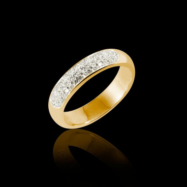 Alliance de mariage pavage diamant 0,6 carat or jaune Saturne