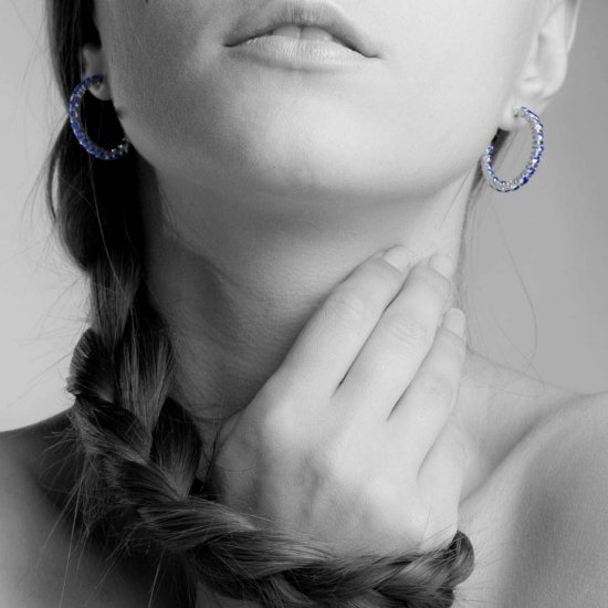 Boucles d'oreilles saphir bleu Créoles Inside