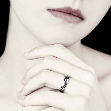Alliance de mariage pavage diamant 0,7 carat or blanc Etoiles Filantes