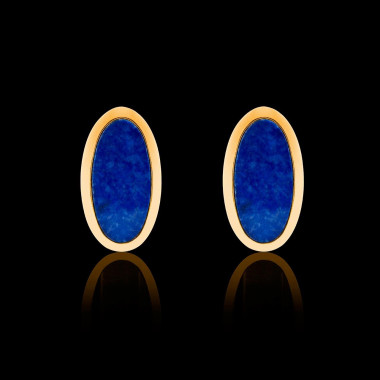 Boutons de manchettes chevalière lapis-lazuli or jaune vermeil 13,4g Ellipsis