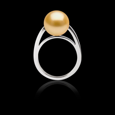 Bague solitaire perle gold or blanc 18K (4g) Anara