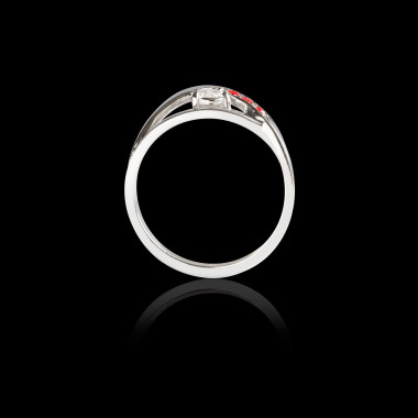 Bague Solitaire diamant pavage rubis or blanc Anaelle
