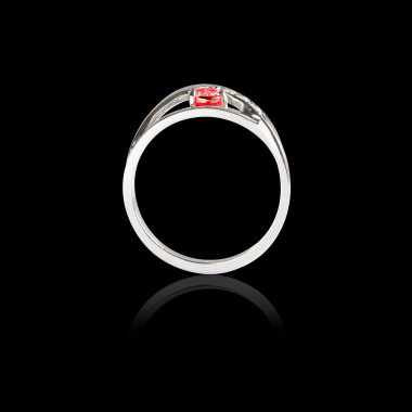 Bague Solitaire rubis pavage diamant or blanc Anaelle