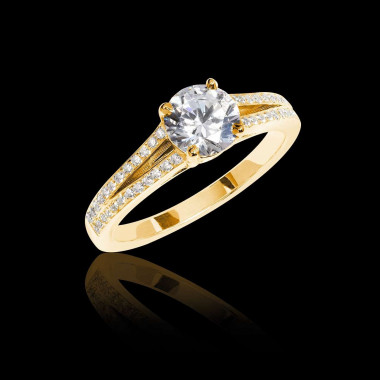 Bague de fiançailles diamant pavage diamant or jaune Marie 