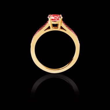 Bague Solitaire rubis pavage rubis or jaune Marie 