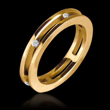 Alliance de mariage pavage diamant 0,6 carat or jaune Liliana