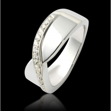 Alliance de mariage pavage diamant 0,5 carat or blanc Eternelle
