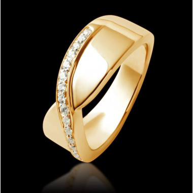 Alliance de mariage pavage diamant 0,6 carat or jaune Eternelle