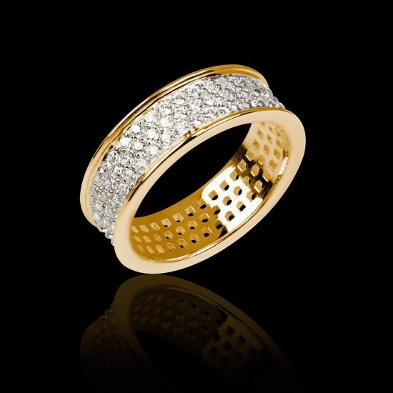 Alliance de mariage pavage diamant 0,6 carat or jaune Mars