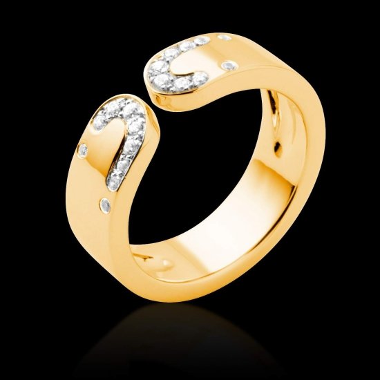 Alliance de mariage pavage diamant 0,6 carat or jaune Séductrice