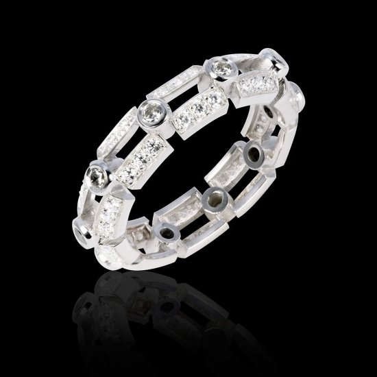 Alliance de mariage diamant 0,5 carat pavage diamant or blanc Terre