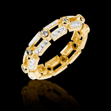 Alliance de mariage diamant 0,6 carat pavage diamant or jaune Terre