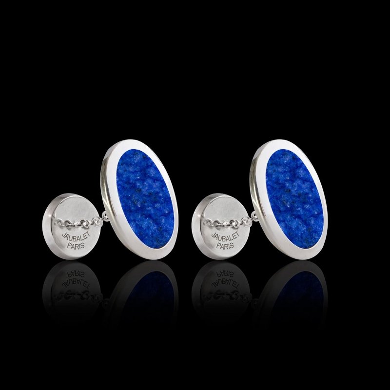 boutons/boutons de manchette chevaliere_or blanc_ovum-lapis-lazuli